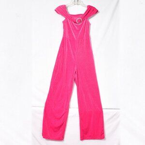 Shein Bae Women's Hot Pink Rhinestone Jumpsuit Off the Shoulders Size Small